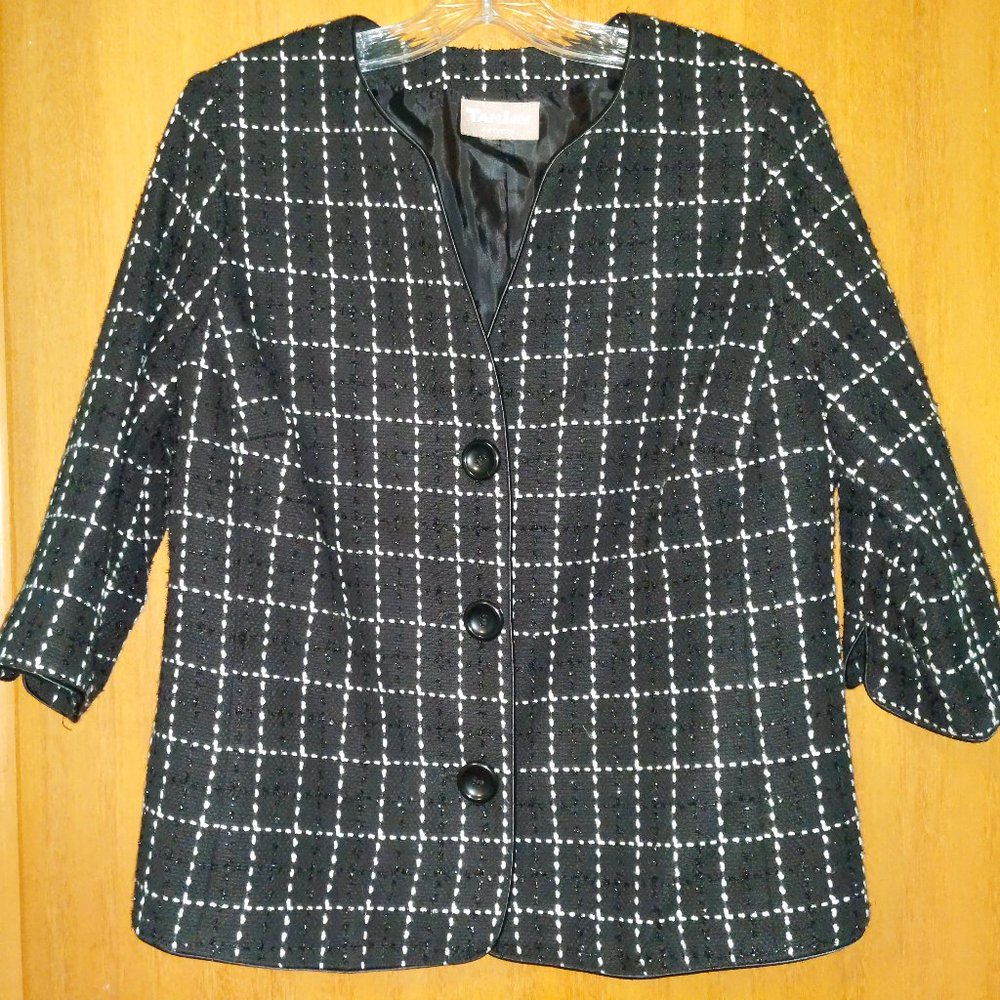 TanJay Black Checked Blazer with 3/4 sleeves